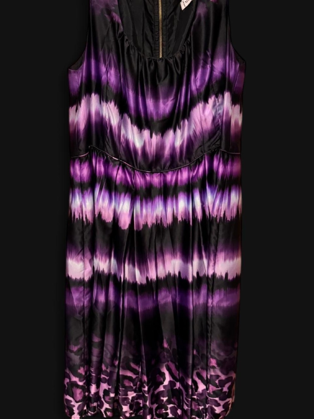 Purple & Black Sleeveless Ombre Satin Dress